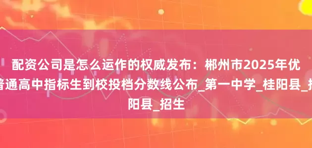 配资公司是怎么运作的权威发布：郴州市2025年优质普通高中指标生到校投档分数线公布_第一中学_桂阳县_招生