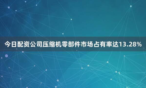 今日配资公司压缩机零部件市场占有率达13.28%